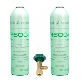 2 Botellas Gas Refrigerante R600 + Valvula 420Gr Isobutano