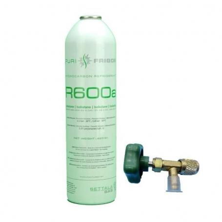 1 Botella Gas Refrigerante R600a + Valvula 420Gr Isobutano Freeze