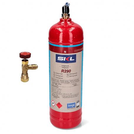 1 Refrigerant gas bottle R290 + 370gr valve propane