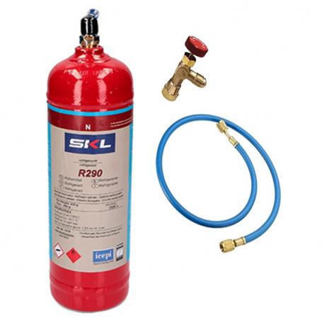 1 bottiglia di gas refrigerante R290 + tubo + 370gr propano valvola