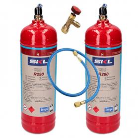 2 bouteilles de gaz réfrigérant R290 + tuyau + vanne 370gr Propane