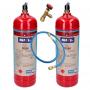 2 refrigerant gas bottles R290 + hose + 370gr valve propane