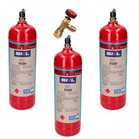3 bouteilles de gaz réfrigérant R290 + 370gr Valve propane