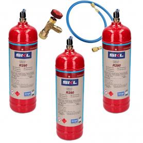 3 bouteilles de gaz réfrigérant R290 + tuyau + vanne 370gr Propane