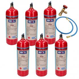 6 bouteilles de gaz réfrigérant R290 + tuyau + vanne 370gr Propane
