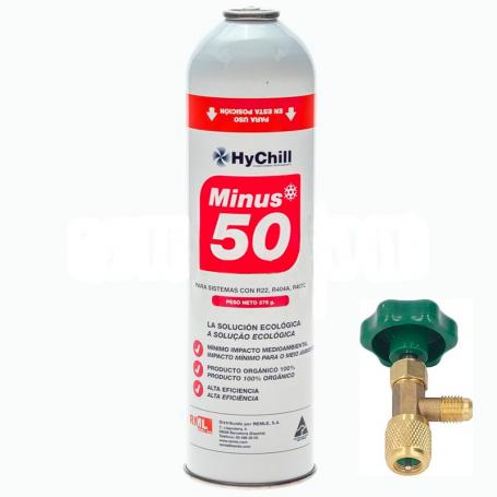 1 Botella Gas Ecologico Minus 50 375Gr + Valvula Sustituto R22 R404a R407C R502 Freeze Organico