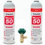 2 Botellas Gas Minus 50 375Gr + Valvula Sustituto R22 R404a R407C R502 Freeze Organico