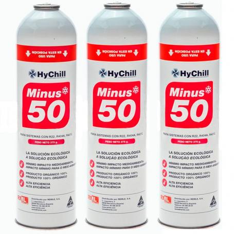 3 Botellas Gas Ecologico Minus 50 375Gr Sustituto R22 R404a R407C R502 Freeze Organico