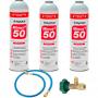 3 Botellas Gas Ecologico Minus 50 375Gr + Valvula + Manguera Sustituto R22 R404a R407C R502 Freeze Organico