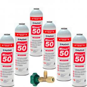 6 Botellas Gas Ecologico Minus 50 375Gr + Valvula Sustituto R22 R404a R407C R502 Freeze Organico