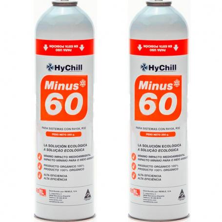 2 Botellas Gas Ecologico Minus 60 350Gr Sustituto R32, R410A Freeze Organico