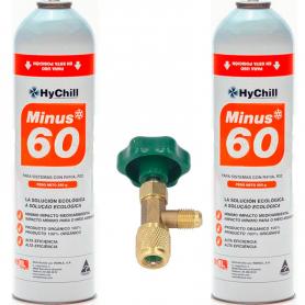 2 Botellas Gas Minus 60 350Gr + Valvula Sustituto R32, R410A Freeze Organico