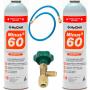 2 Botellas Gas Minus 60 350Gr + Valvula + Manguera Sustituto R32, R410A Freeze Organico