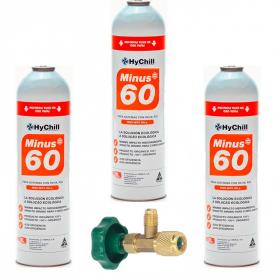 3 Botellas Gas Ecologico Minus 60 350Gr + Valvula Sustituto R32, R410A Freeze Organico