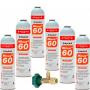 6 Botellas Gas Ecologico Minus 60 350Gr + Valvula Sustituto R32, R410A Freeze Organico