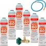 6 Botellas Gas Ecologico Minus 60 350Gr + Valvula + Manguera Sustituto R32, R410A Freeze Organico