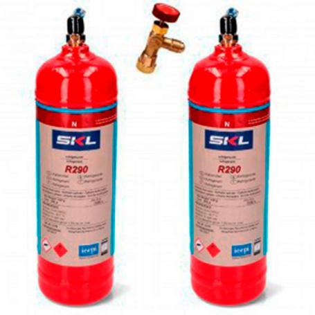 2 Kältemittelgasflaschen R290 + 370 Gr Ventilpropan