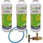 3 Bottles Gas Ecological Gasica D2 + 226gr + Hose Valve Substitute R12, R134A Organic Freeze