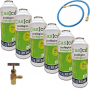 6 Botellas Gas Ecologico Gasica D2 226gr + Valvula + Manguera Sustituto R12, R134A Freeze Organico