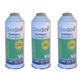 3 Gasflaschen ökologischer Gasica V2 226Gr Surrogate R22, R32, R407C, R410A Organic Gefrier