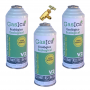 3 Flaschen Gas ökologisch Gasica 226Gr + V2 Ventil Ersatz R22, R32, R407C, R410A Organic Frost