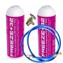 2 Botellas Gas Ecologico Refrigerante Freeze Organico +32 350Gr + Valvula + Manguera Sustituto R32, R410A