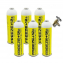 6 Botellas Gas Refrigerante Freeze +12a 420Gr + Valvula Organico Sustituto R12, R134A