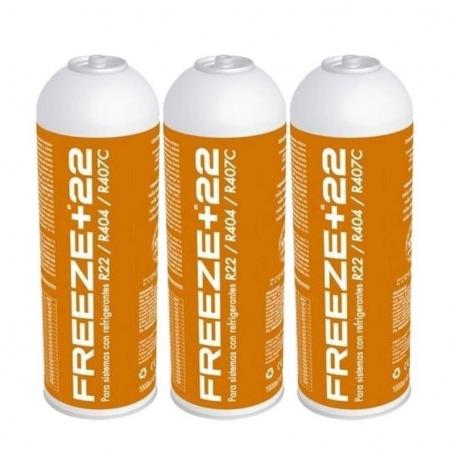 3 Botellas Gas Refrigerante Freeze +22 400Gr Organico Sustituto R22, R404, R407C