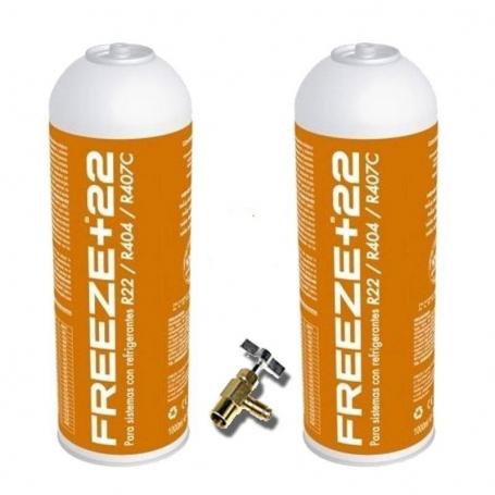 2 Freeze +22 400gr Ecological Gas Ecological Bottles R22 Substitute Organic Valve, R404, R407C