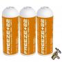 3 Botellas Gas Refrigerante Freeze +22 400Gr + Valvula Organico Sustituto R22, R404, R407C