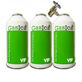 3 Ecological gas bottles YF 171gr + substitute valve R1234yf freeze organic