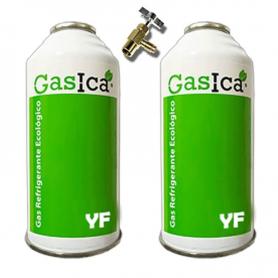 2 Ecological gas bottles YF 171gr + substitute valve R1234yf freeze organic