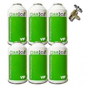 6 gas ecological gas bottles YF 171gr + substitute valve R1234yf freeze organic