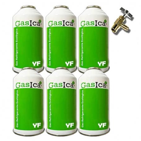 6 bouteilles de gaz écologiques à gaz yf 171gr + soupape de substitut R1234yf gel bio organique