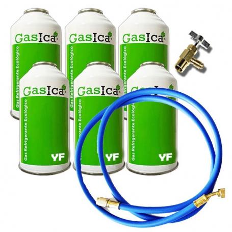 6 bouteilles de gaz écologiques à gaz yf 171gr + vanne + tuyau de substitut R1234yf gel bio organique
