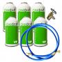 6 bouteilles de gaz écologiques à gaz yf 171gr + vanne + tuyau de substitut R1234yf gel bio organique