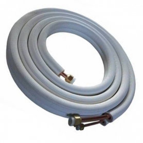 Tube de cuivre isolé bipolaire 3/8 5/8 + noix 5 mètres