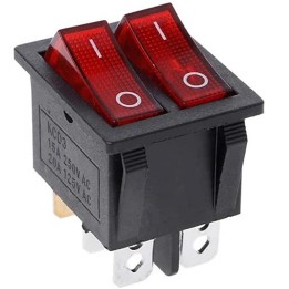 Doppio Interruttore Pilota Rosso Luminoso 16A 250V Standard