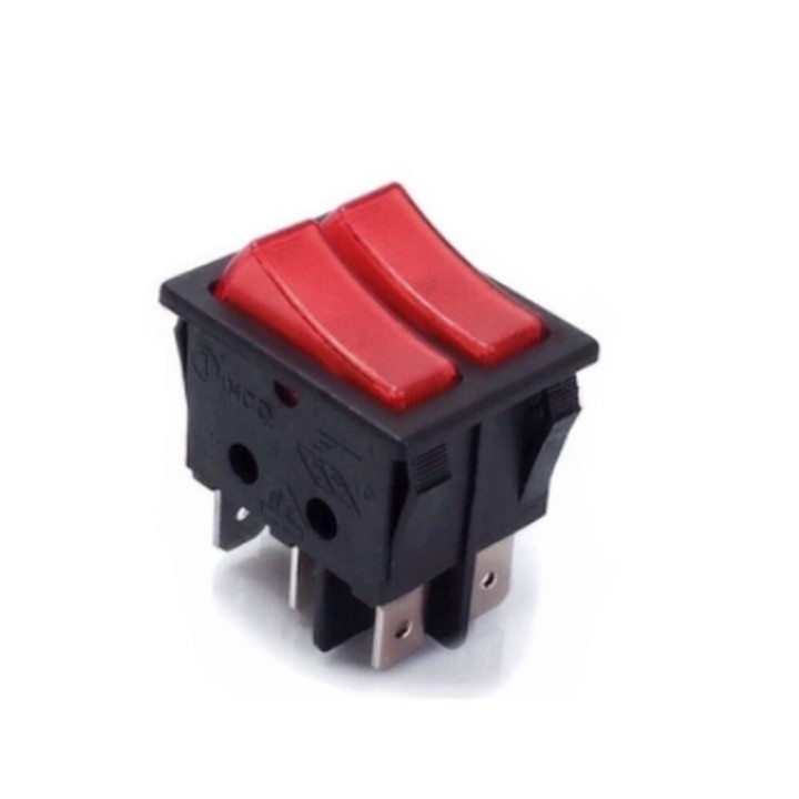 Doppio Interruttore Pilota Rosso Luminoso 16A 250V Standard
