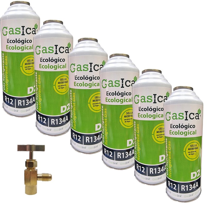 6 Bouteilles De Gaz D2 226G + Vanne Alternative R12, R134A Freeze Organic
