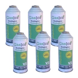 6 Gas Bottles V2 226Gr Alternative R22, R32, R407C, R410A Freeze