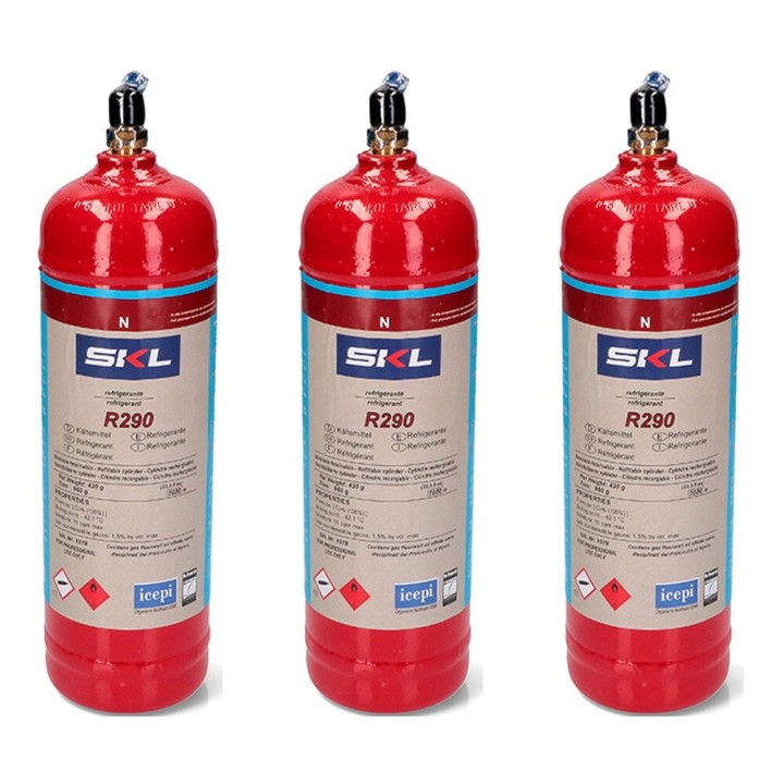 3 Bottles Refrigerant Gas R290 370Gr Propane Freeze Organic