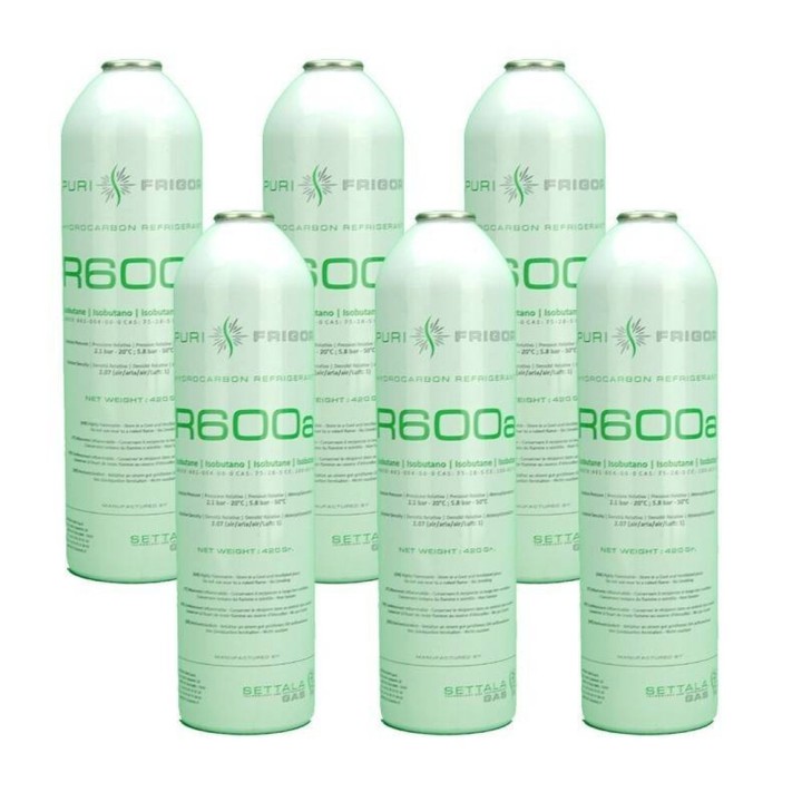 6 Flaconi Di Gas Refrigerante R600A 420Gr Isobutano Congelato