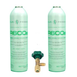 2 Bombole Di Gas Refrigerante R600A + Valvola Di Congelamento Isobutano 420Gr