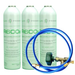 3 Bouteilles De Gaz Réfrigérant R600A + Tuyau + Soupape De Congélation Isobutane 420Gr
