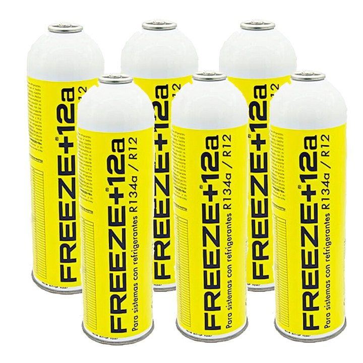 6 Botellas Gas Refrigerante Freeze 420Gr Organico Sustituto R12/R134A