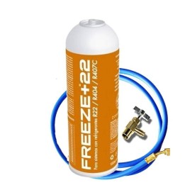 1 Congelamento +R22 400Gr Bombola Di Gas Refrigerante + Valvola + Tubo Sostitutivo Organico R22, R404, R407C