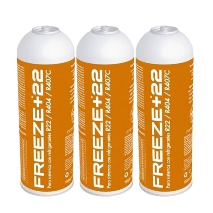 3 Bottiglie Congelare +R22 Gas Refrigerante 400Gr Sostituto Organico R22, R404, R407C