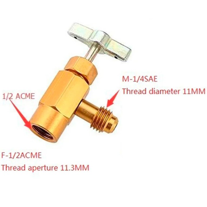 Llave Gasica D2 Y v2 Hembra 12X1,5 Roscar Derecha X 1/4" Sae Macho