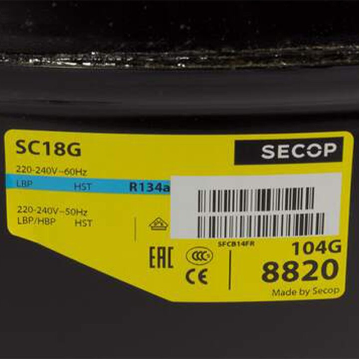 Compresor Compatible con Danfoss Secop SC18G R134A 220v 3/4Cv Media Alta Temperatura 17,7cm3